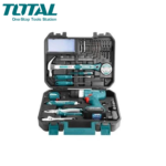 ENSEMBLE D’OUTILS MÉNAGERS TOTAL: La PERFORMANCE EN FORCE! 1 Piles 12V Lithium-Ion 1.5Ah batteries Avec batterie Avec chargeur 2Hr Avec 1pc Cr-V 65mm bits 1 adaptateur de prise 4-6 mm (25 mm) 6 pièces 1/4″ douille hexagonale 5 mm 6 mm 8 mm 9 mm 10 mm 11 mm 1 Marteau à griffes 8Oz 1 tournevis SL5.5×100, 1 tournevis PH1x100 1 Pince combinée 7″, 1 clé réglable de 6″ 1 crayon de test 100-500VAC 1 mètre ruban à mesurer en acier 3M 1 couteau à lame amovible Forets hélicoïdaux 5 pièces 2,3,4,5,6 mm 4 mèches à bois 4,5,6,8 mm 1 ruban isolant en PVC Embouts de tournevis 20 pcs SL3, SL4, SL5, SL6, PH0, PH1, PH2, PH3, PZ0, PZ1, PZ2, PZ3, T10,T15, T20, T30, H3, H4, H5, H6 1 porte-embouts magnétiques Vis de 40 pièces, 40 bouchons en plastique.