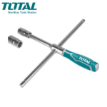 Clé à croix rapide 16" TOTAL : La Performance en Force! Taille:  16" Avec 4 douilles 1/2": 17mm, 19mm, 21mm, 23mm. Plaque Forgée et chromée