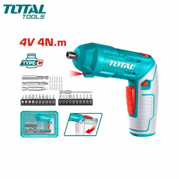 Modèle n° TSDLI04425 Tension 4V ⎓ Vitesse à vide 240/min Couple max. 4 Nm Tige hexagonale 1/4" Chargeur USB Type-C, câble non inclus
