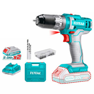 Voltage: 20 V No-load speed: 0-400/0-1500/min Max torque: 45NM Chuck capacity: 0.8-10 mm Torque adjustment: 15+1 Mechanical gearbox with 2 speeds 20 V lithium-ion batteries of 2.0 Ah 2pcs 2.0Ah battery pack fast charger 1pcs Charging voltage: 220 V-240 V~50/60 Hz Built-in work light