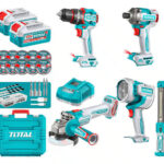 Kit 3 outils sans fil TOTAL TOSLI251195 20V  Perceuse à percussion + Meuleuse + Marteau perforateur