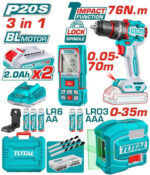 Kit Combo Sans Fil Brushless 20V 5 Outils avec 2 Batteries 2,0 Ah TOTAL TOSLI250511 – Image 2
