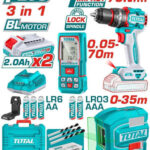 Kit Combo Sans Fil Brushless 20V 5 Outils avec 2 Batteries 2,0 Ah TOTAL TOSLI250511