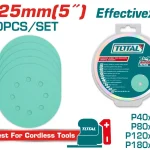 Feuilles abrasives pour ponceuse orbitale 125 mm  TAC125050 – 50 pièces