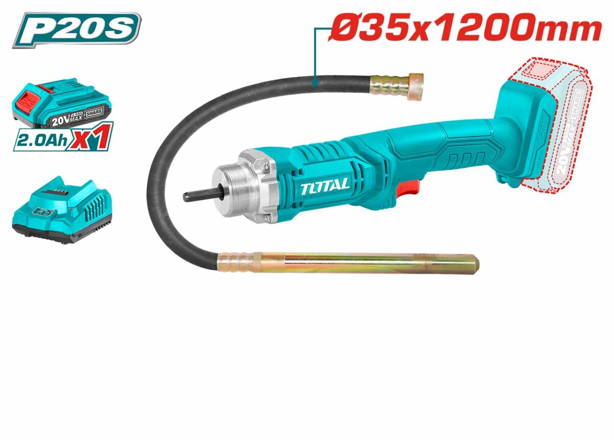 Vibrateur Béton Sans Fil 20V 2300 Tours TCVLI2023011 – Image 3