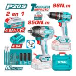 Kit Combo Sans Fil Brushless 20V 5 Outils avec 2 Batteries 5,0 Ah TOSLI250586