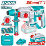 Marteau perforateur sans fil 20 V  26 mm 2,5 J avec 2 batteries 4,0 Ah et chargeur  TRHLI202682.
